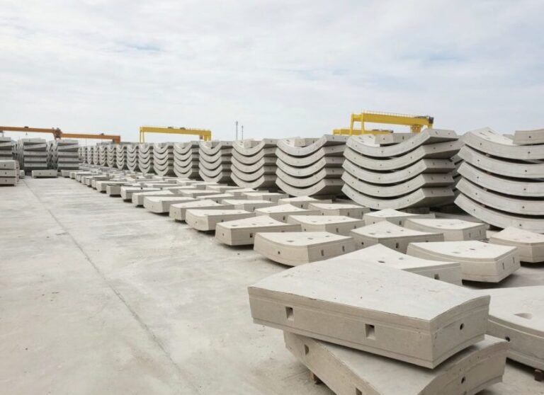 Precast concrete plant with blue sky in the construction site, i